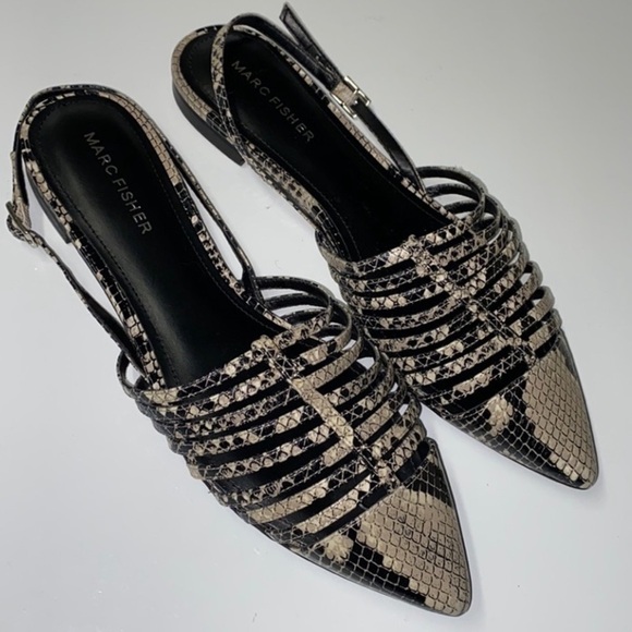 Marc Fisher shoes NEW flats ankle‎ strap adjustable ansli snake print - Picture 5 of 6